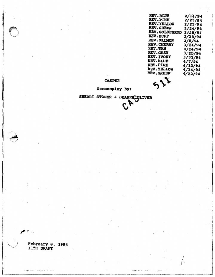 Casper screenplay first page