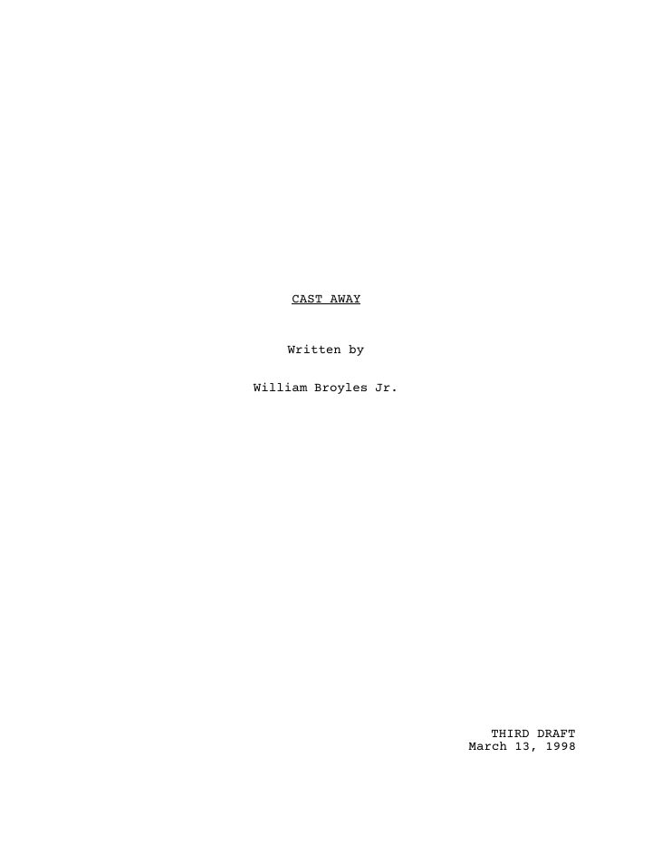 Cast Away screenplay first page