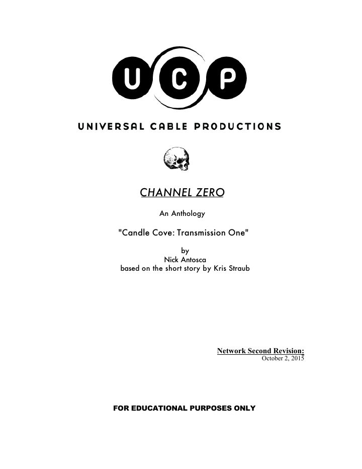 Channel Zero: 101: You Have to Go Inside screenplay first page