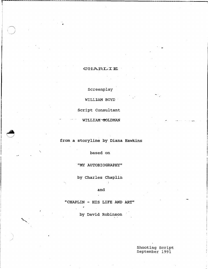 Chaplin screenplay first page