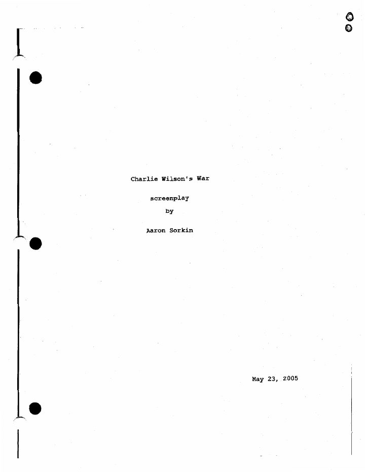Charlie Wilson's War screenplay first page