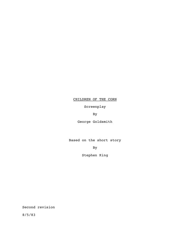 Children of the Corn screenplay first page