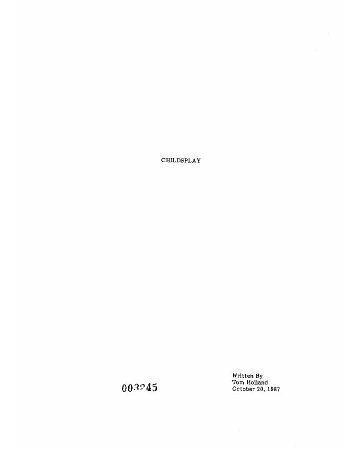 Child's Play screenplay first page