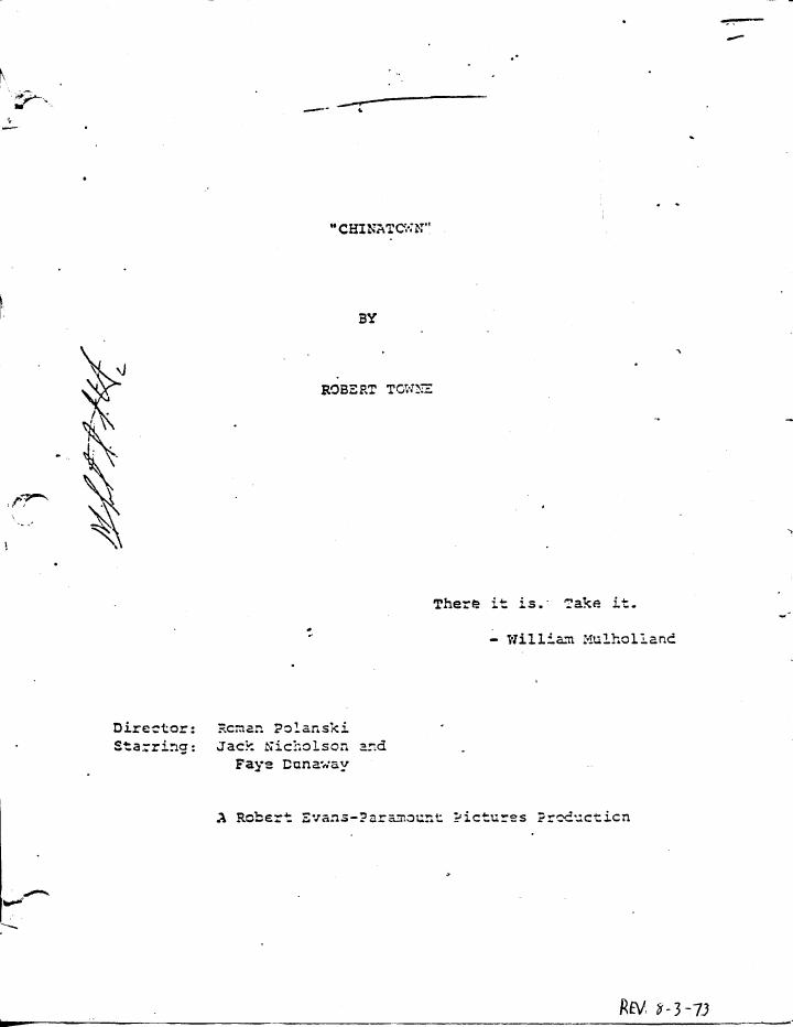 Chinatown (1974) screenplay PDF first page