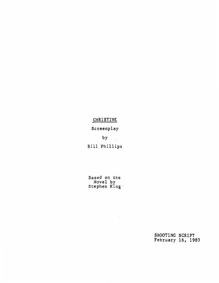 Christine screenplay first page