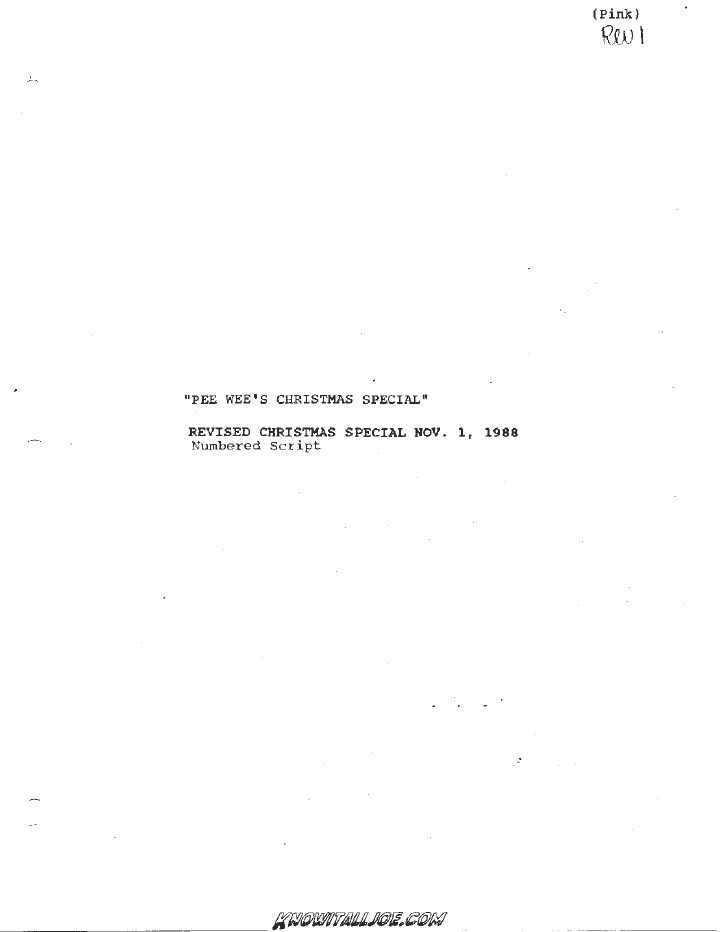 Christmas at Pee-wee's Playhouse screenplay first page