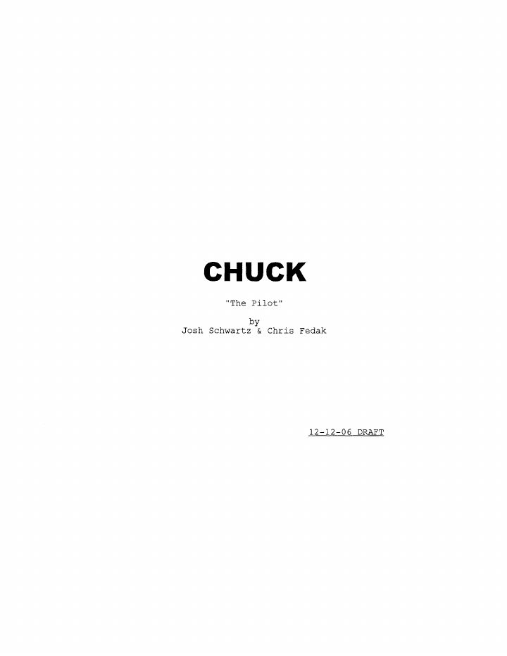 Chuck: 101: Pilot screenplay first page