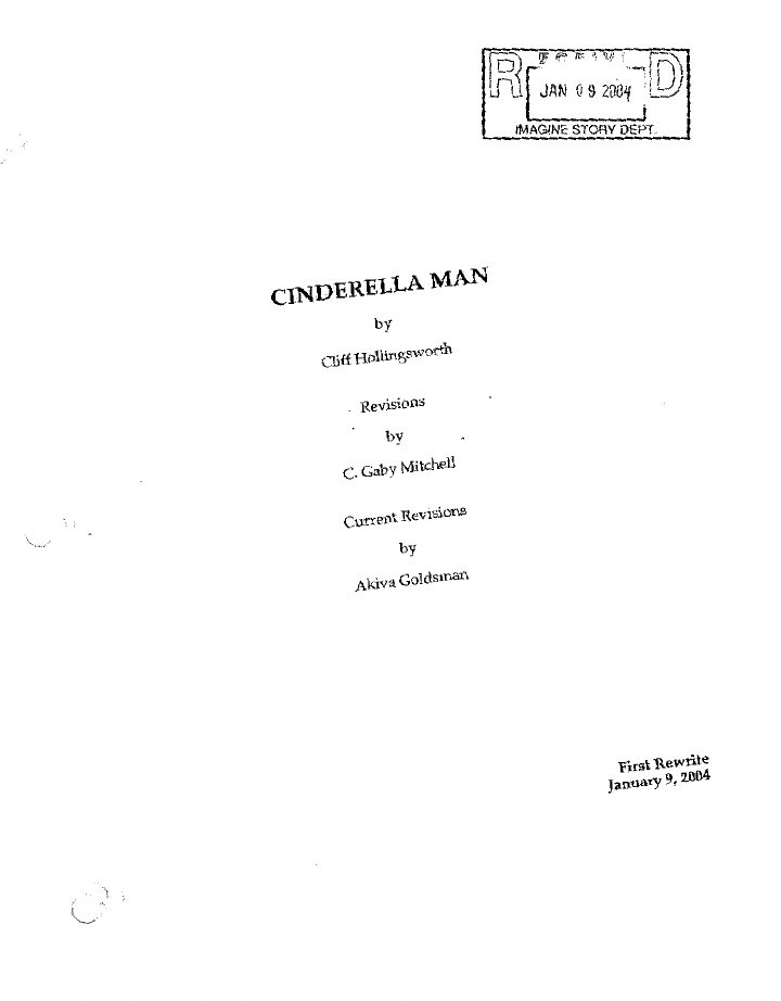 Cinderella Man screenplay first page