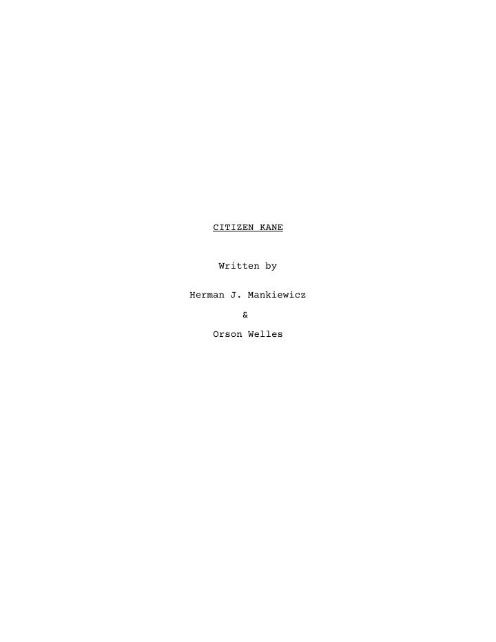 Citizen Kane screenplay first page