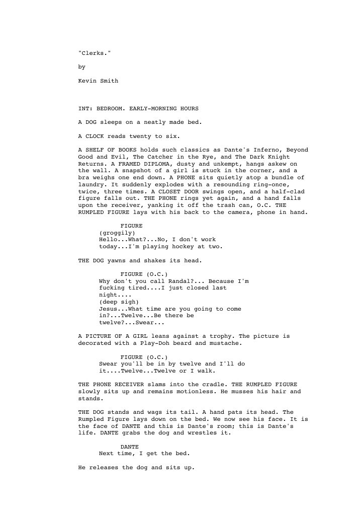 Clerks screenplay first page