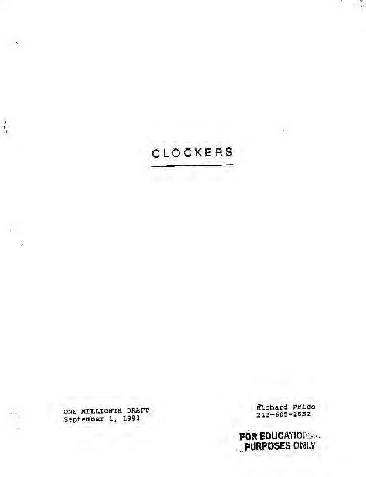 Clockers screenplay first page