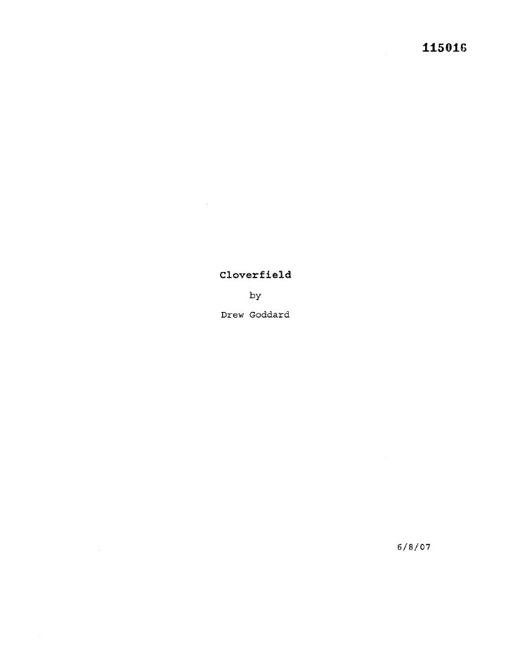 Cloverfield screenplay first page