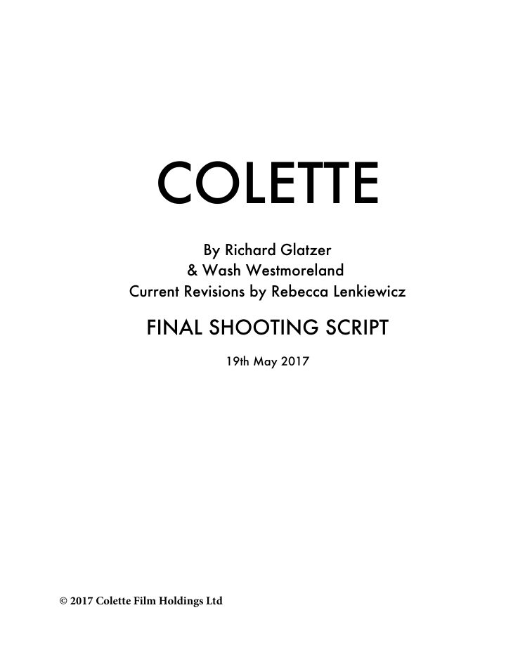 Colette screenplay first page