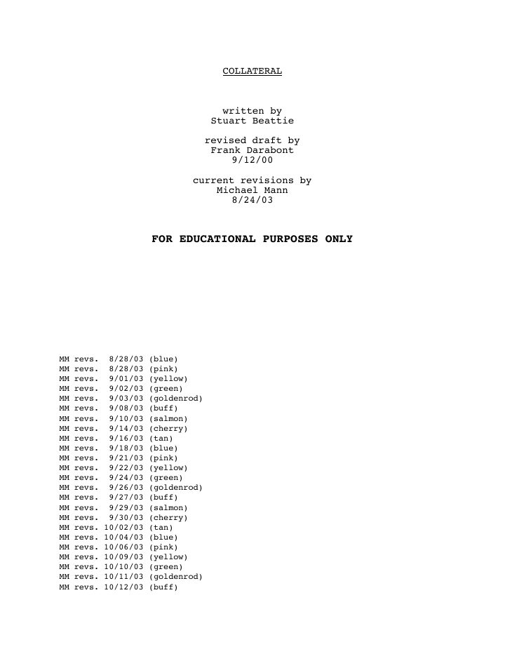 Collateral screenplay first page