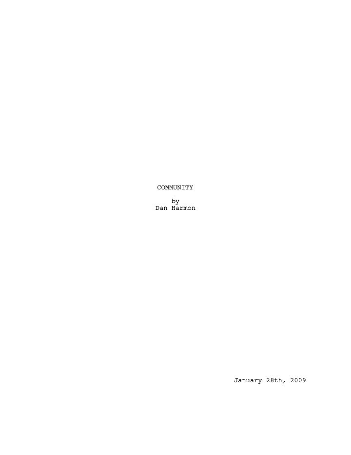 Community: 101: Pilot screenplay first page