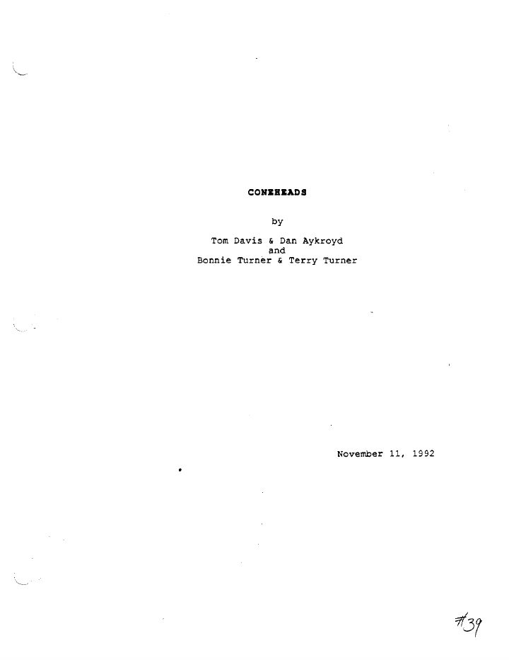 Coneheads screenplay first page