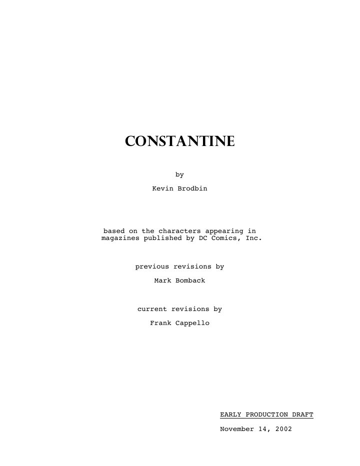 Constantine screenplay first page