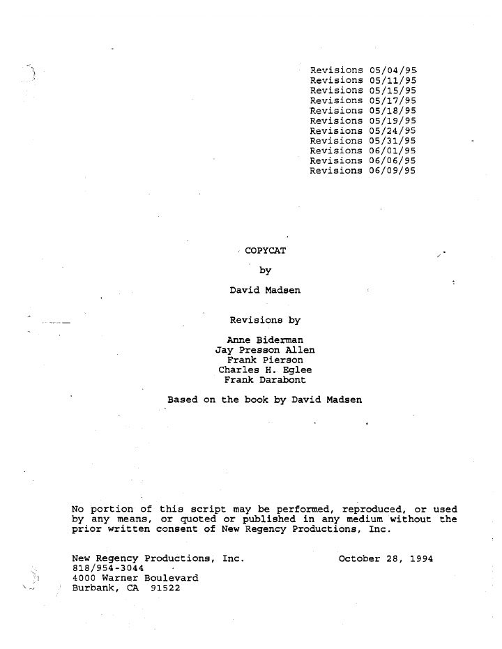 Copycat screenplay first page