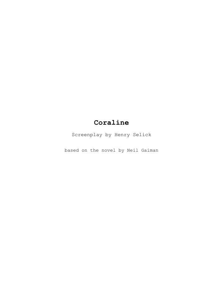 Coraline screenplay first page