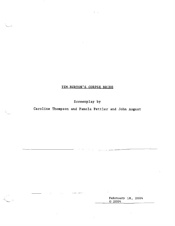 Corpse Bride screenplay first page