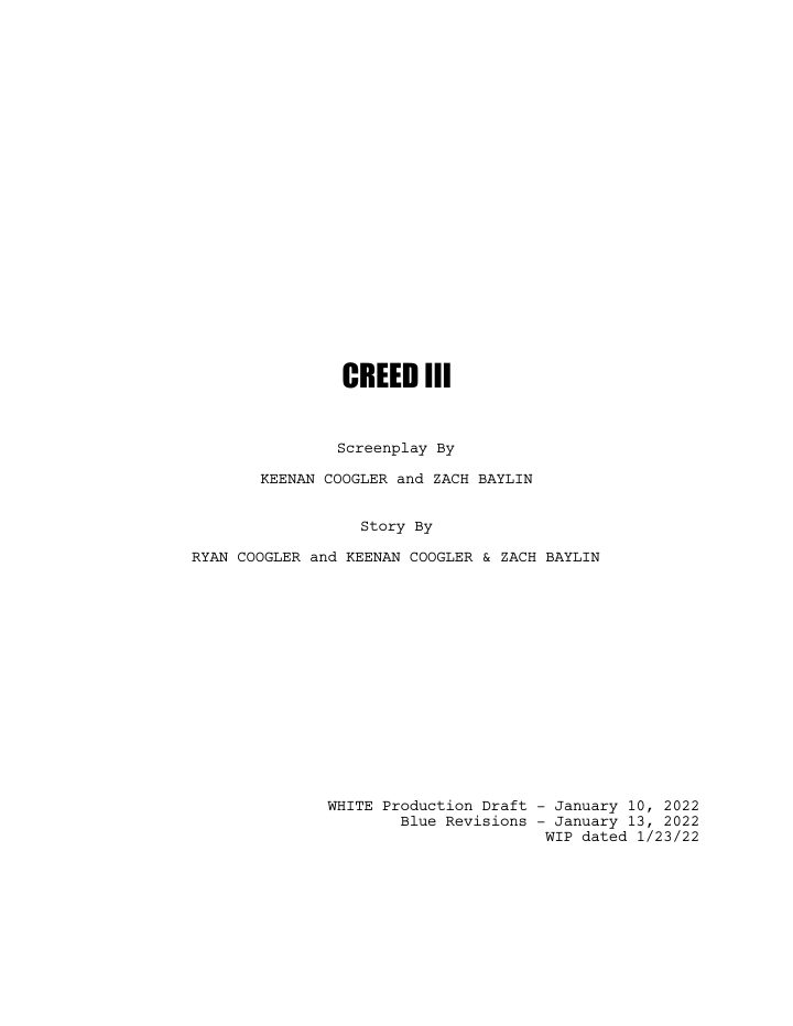 Creed III screenplay first page