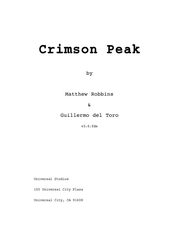 Crimson Peak screenplay first page