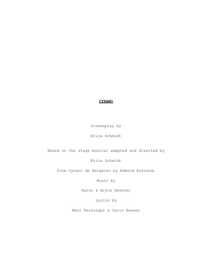 Cyrano screenplay first page
