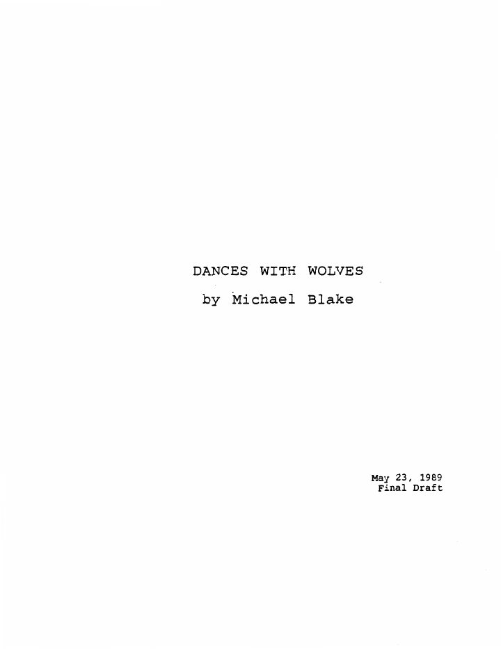 Dances with Wolves screenplay first page