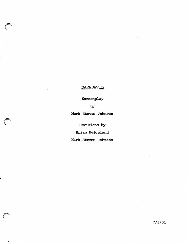Daredevil screenplay first page