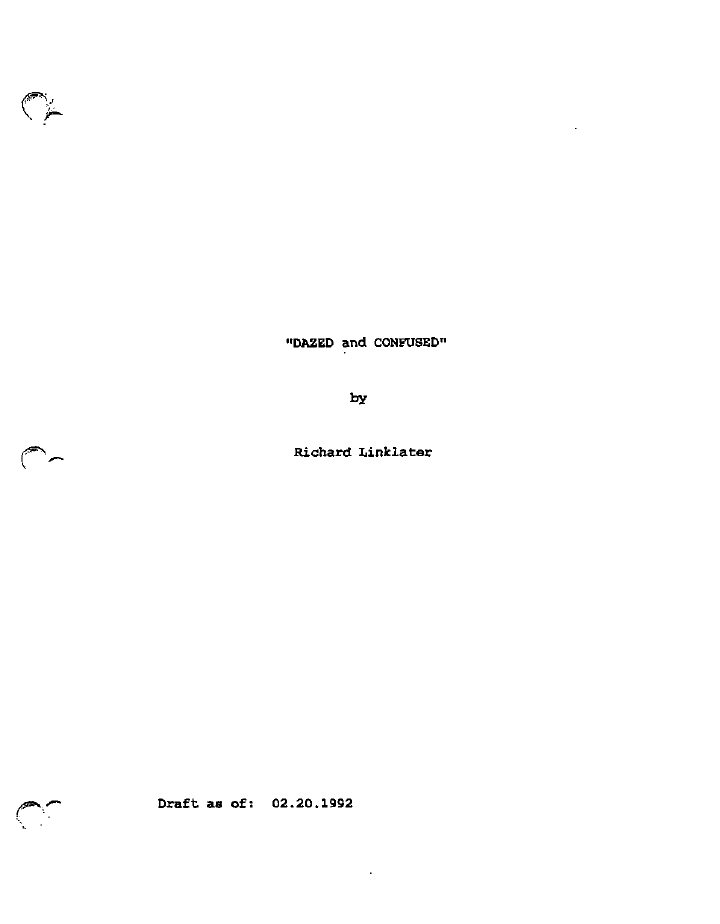 Dazed and Confused screenplay first page