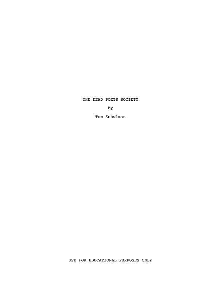 Dead Poets Society screenplay first page