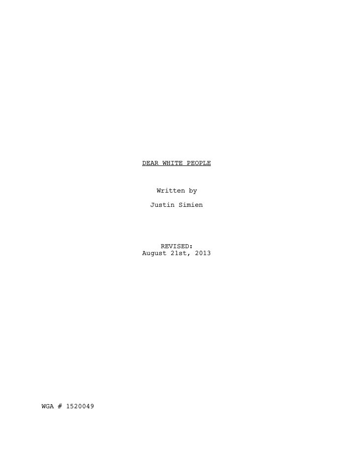 Dear White People screenplay first page