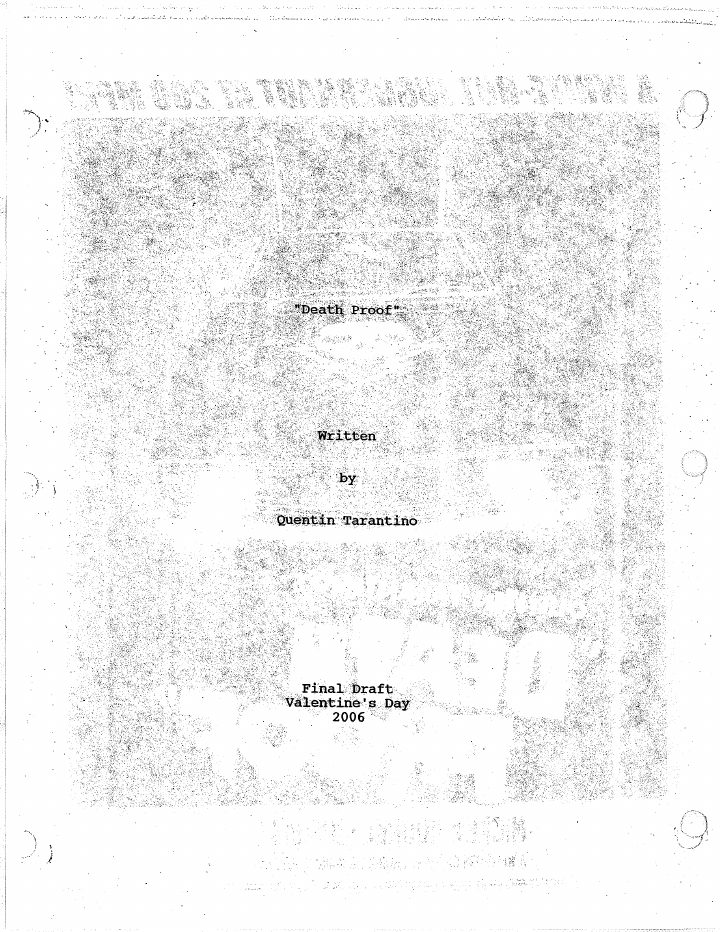 Death Proof screenplay first page