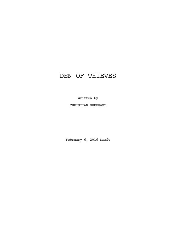 Den of Thieves screenplay first page