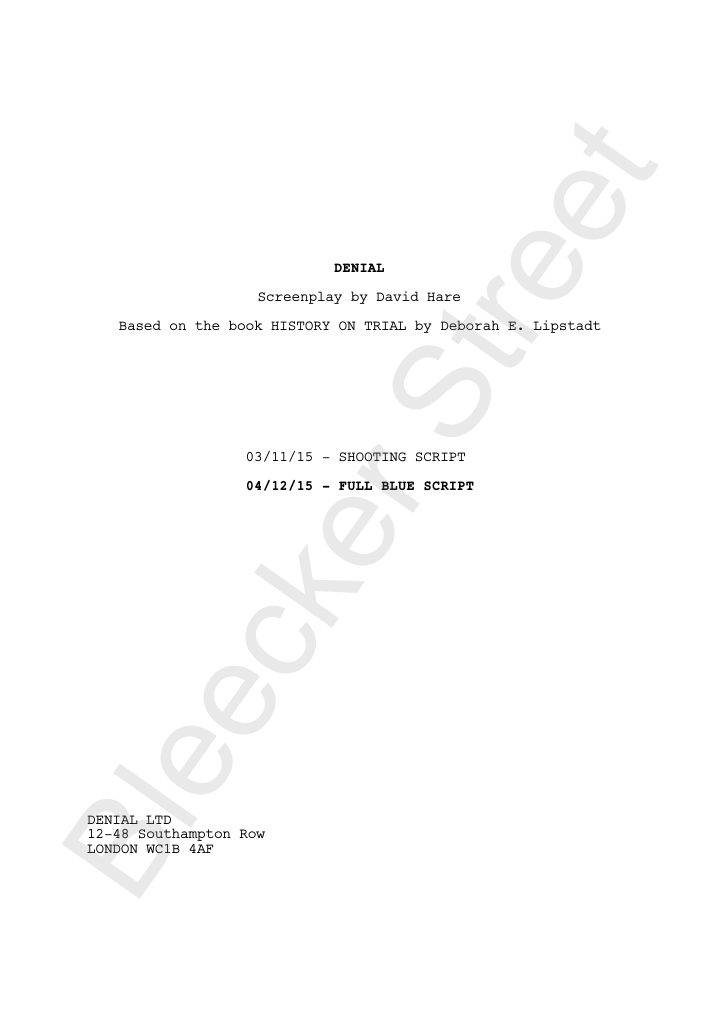 Denial screenplay first page