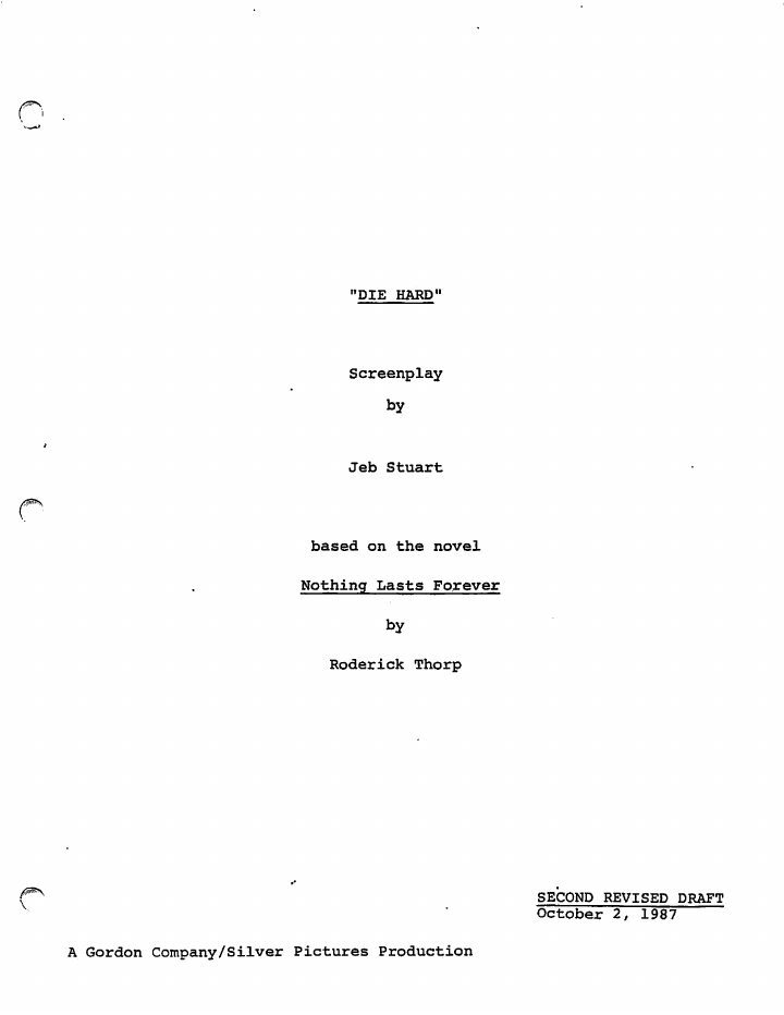 Die Hard screenplay first page