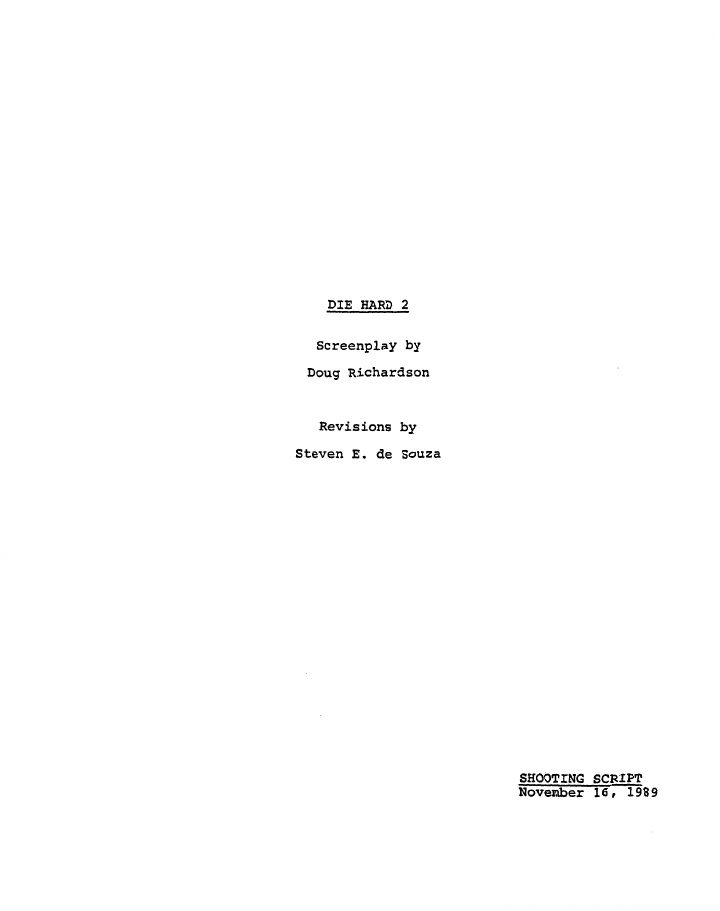 Die Hard 2 screenplay first page