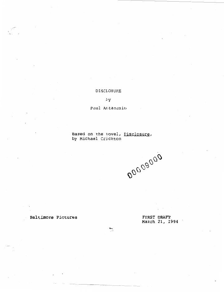 Disclosure screenplay first page