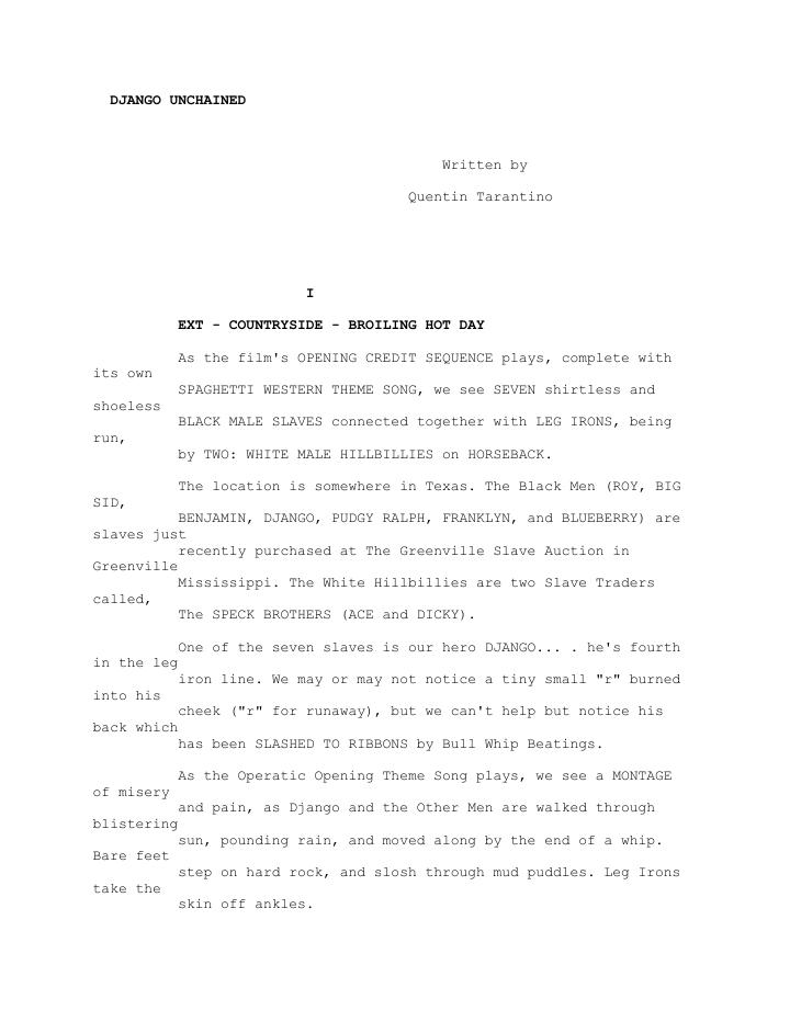 Django Unchained (2012) screenplay PDF first page