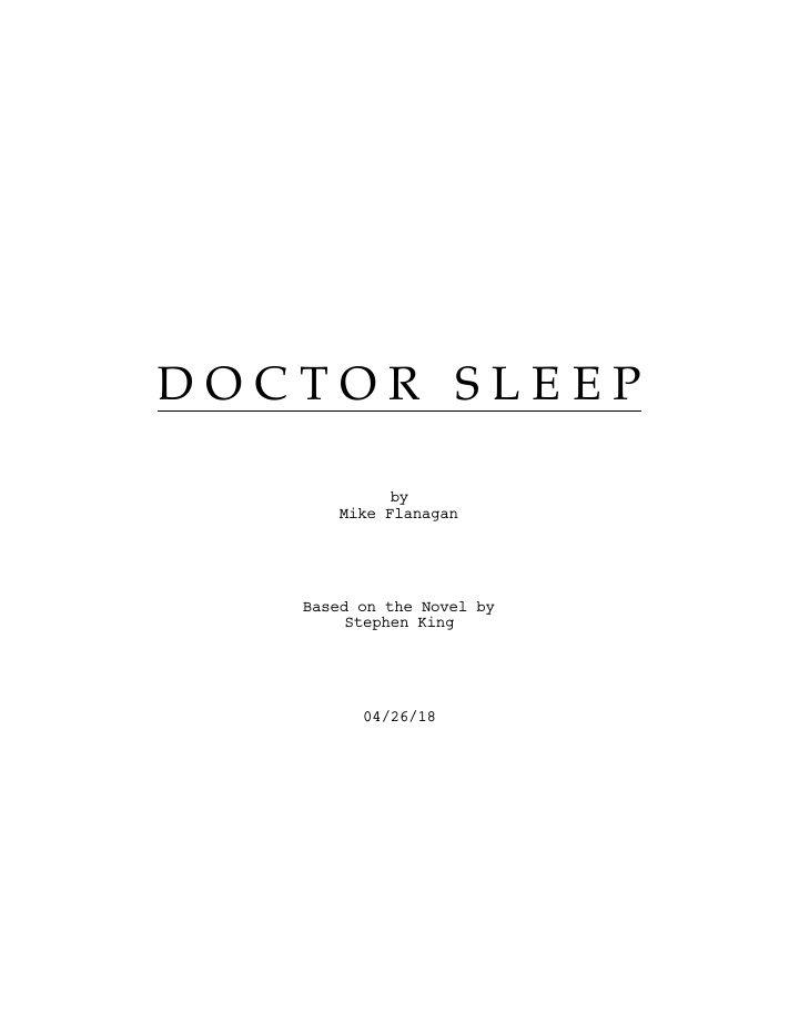 Doctor Sleep screenplay first page