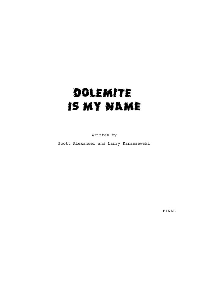 Dolemite Is My Name screenplay first page