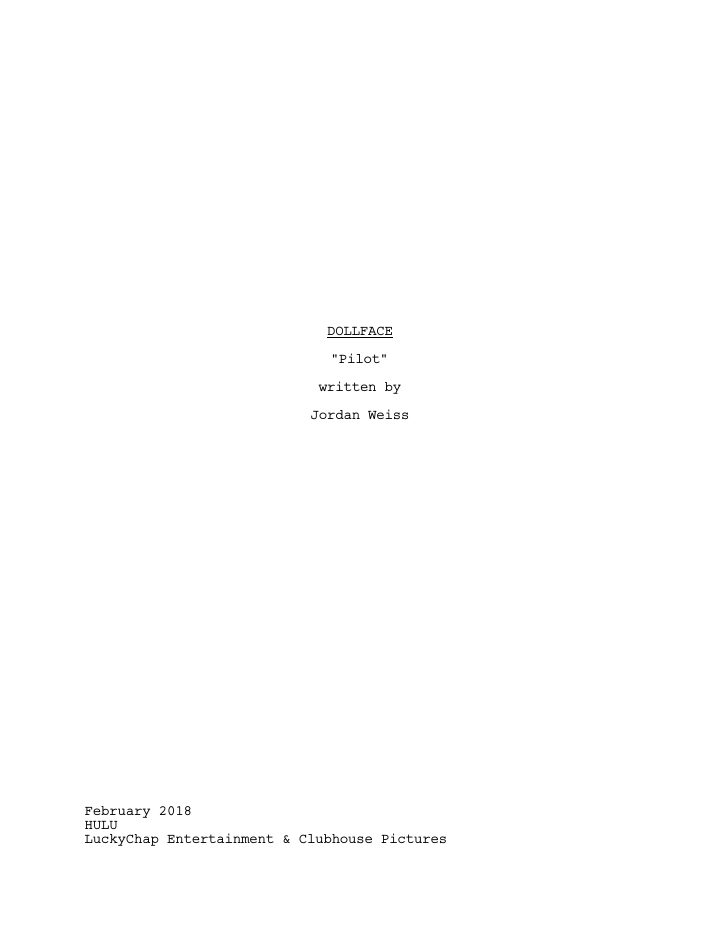 Dollface: 101: Guy's Girl screenplay first page