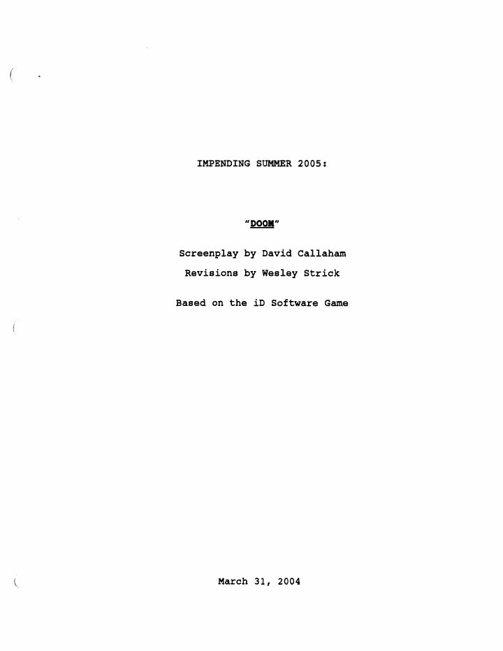 Doom screenplay first page