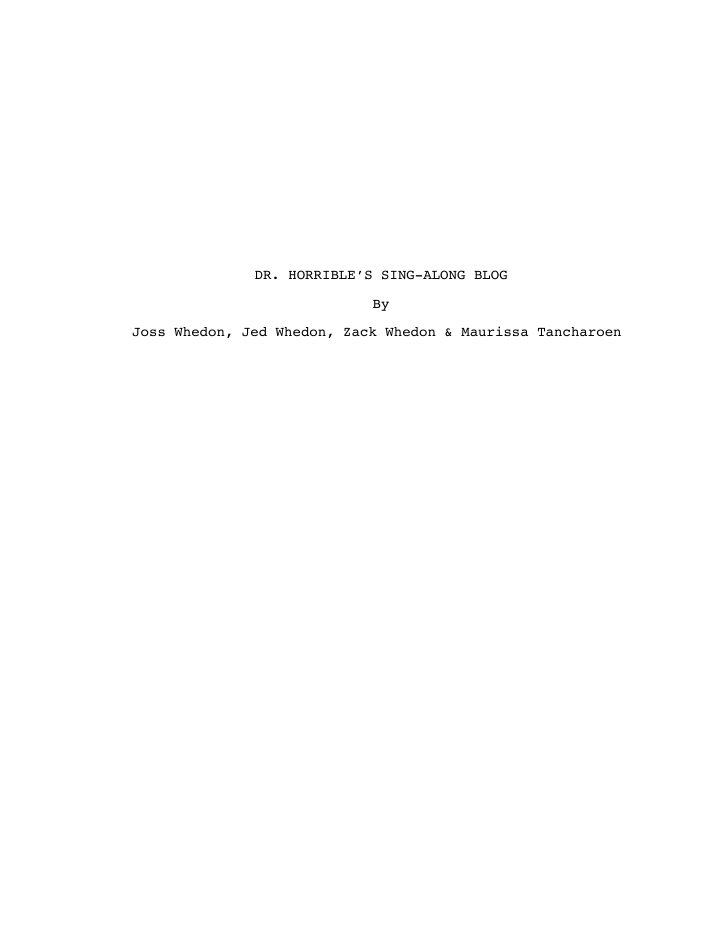Dr. Horrible's Sing-Along Blog screenplay first page