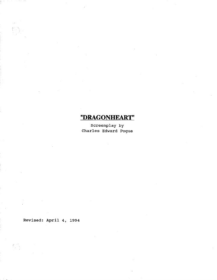 Dragonheart screenplay first page