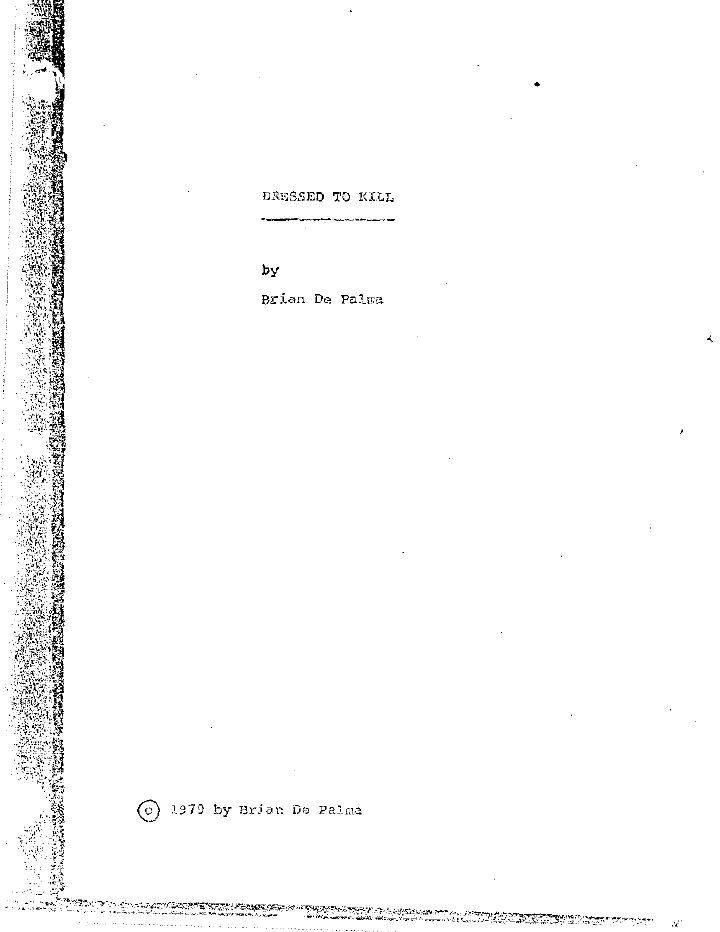 Dressed to Kill screenplay first page