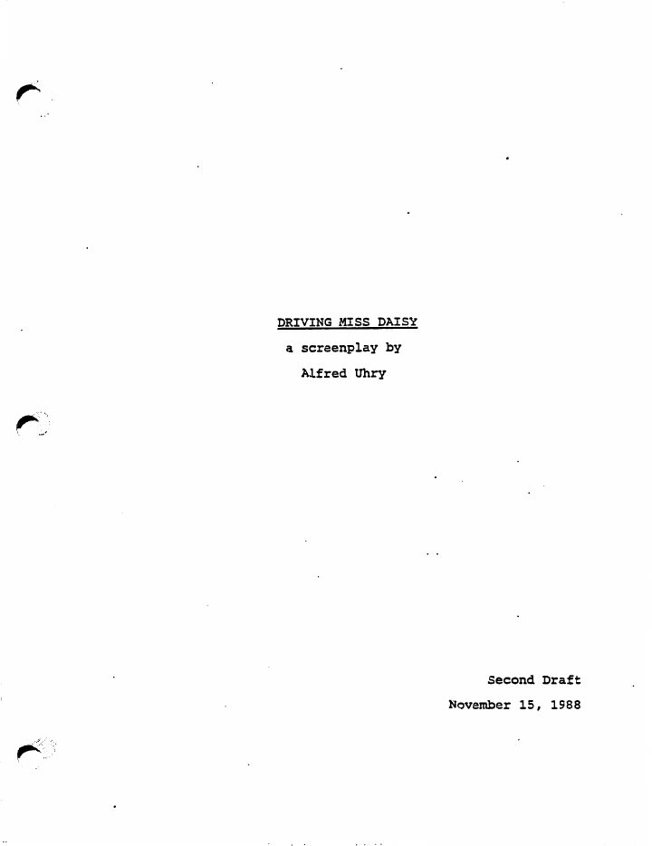 Driving Miss Daisy screenplay first page