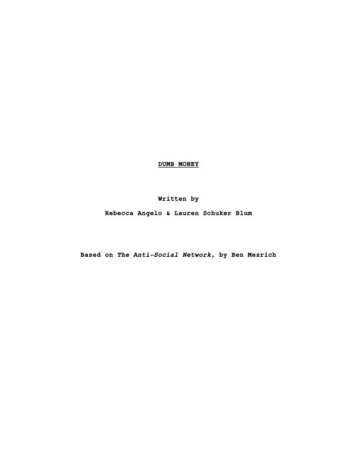 Dumb Money screenplay first page