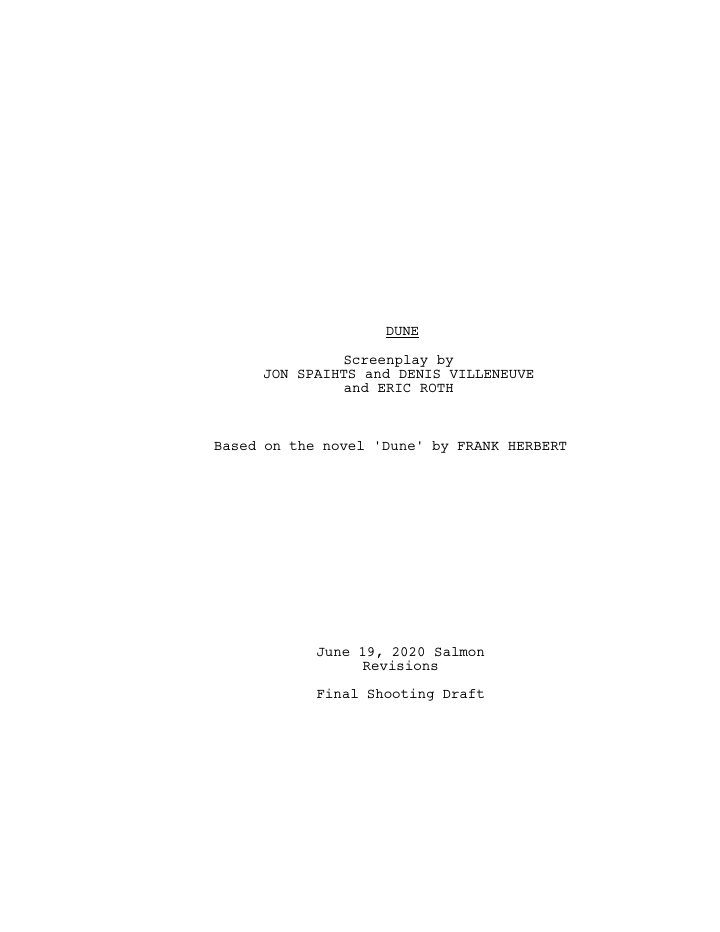Dune screenplay first page