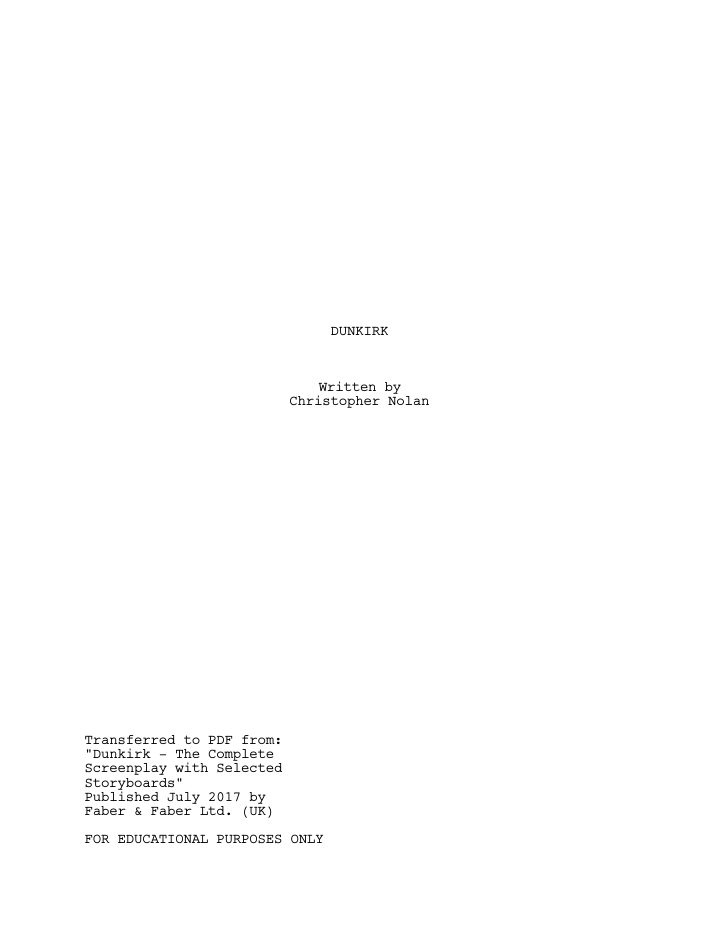 Dunkirk screenplay first page